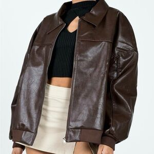 Never worn Princess Polly Goldsmith Faux Leather Bomber Jacket